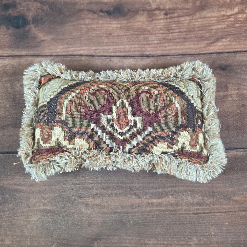 Tapestry Accent Pillow Small Multicolor Good Fringed Oriental Rug Lumbar